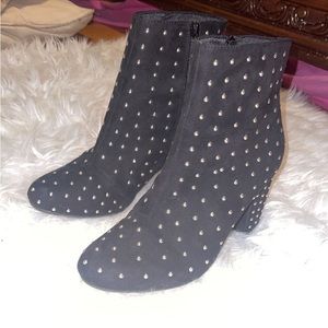 NWOT rhinestone studded heeled boots.